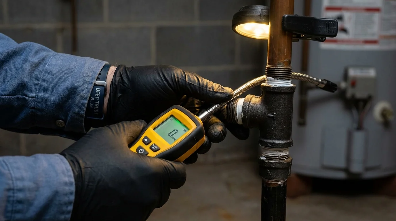 Gas leak detection with electronic sniffer by Johns Plumbing LLC in Woodmere